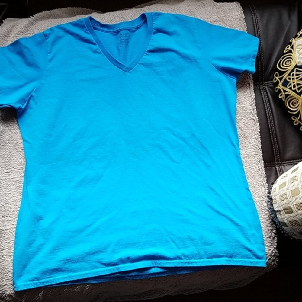 2 plus size tops - tank top in coral by a.n.a and t-shirt in blue by Port and Co - Picture 2 of 7